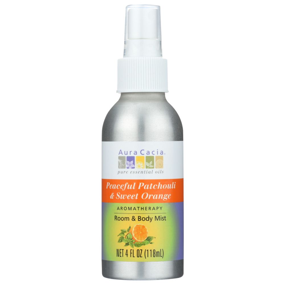 AURA CACIA: Peaceful Patchouli & Sweet Orange Room & Body Mist, 4 oz