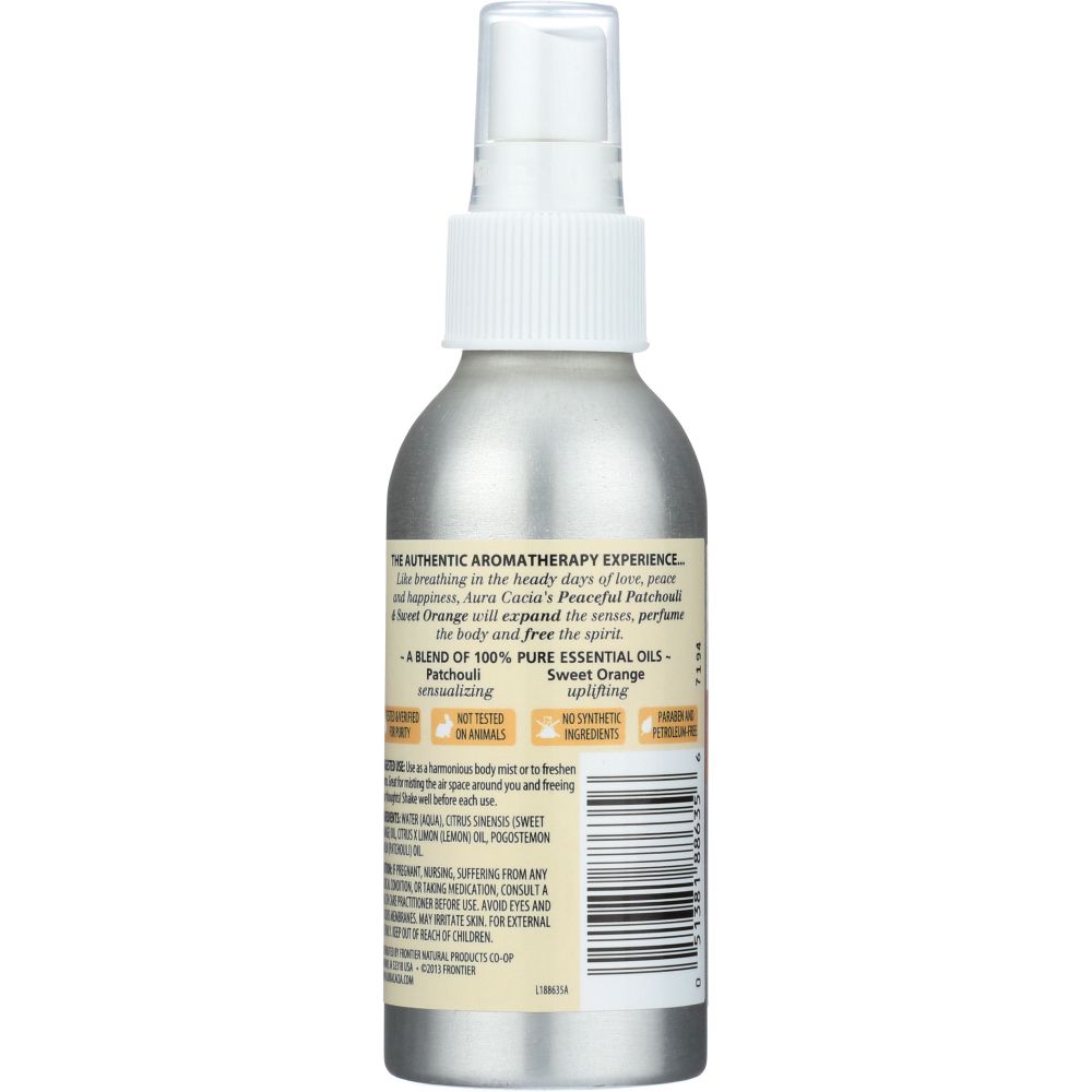 AURA CACIA: Peaceful Patchouli & Sweet Orange Room & Body Mist, 4 oz