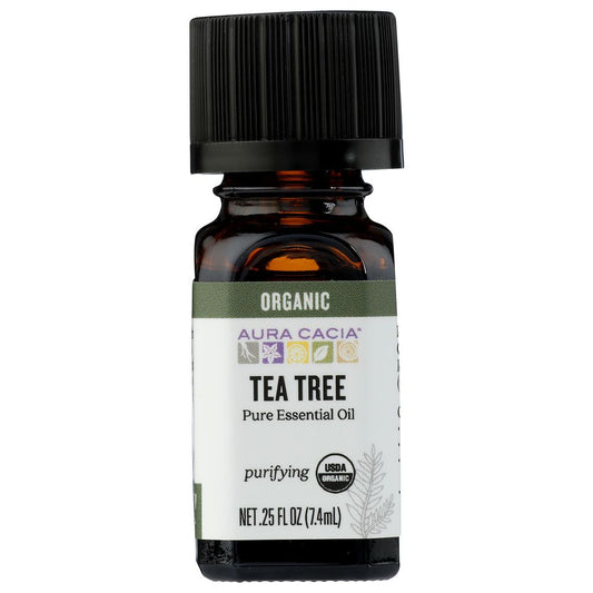 AURA CACIA: Organic Tea Tree Essential Oil, 0.25 oz