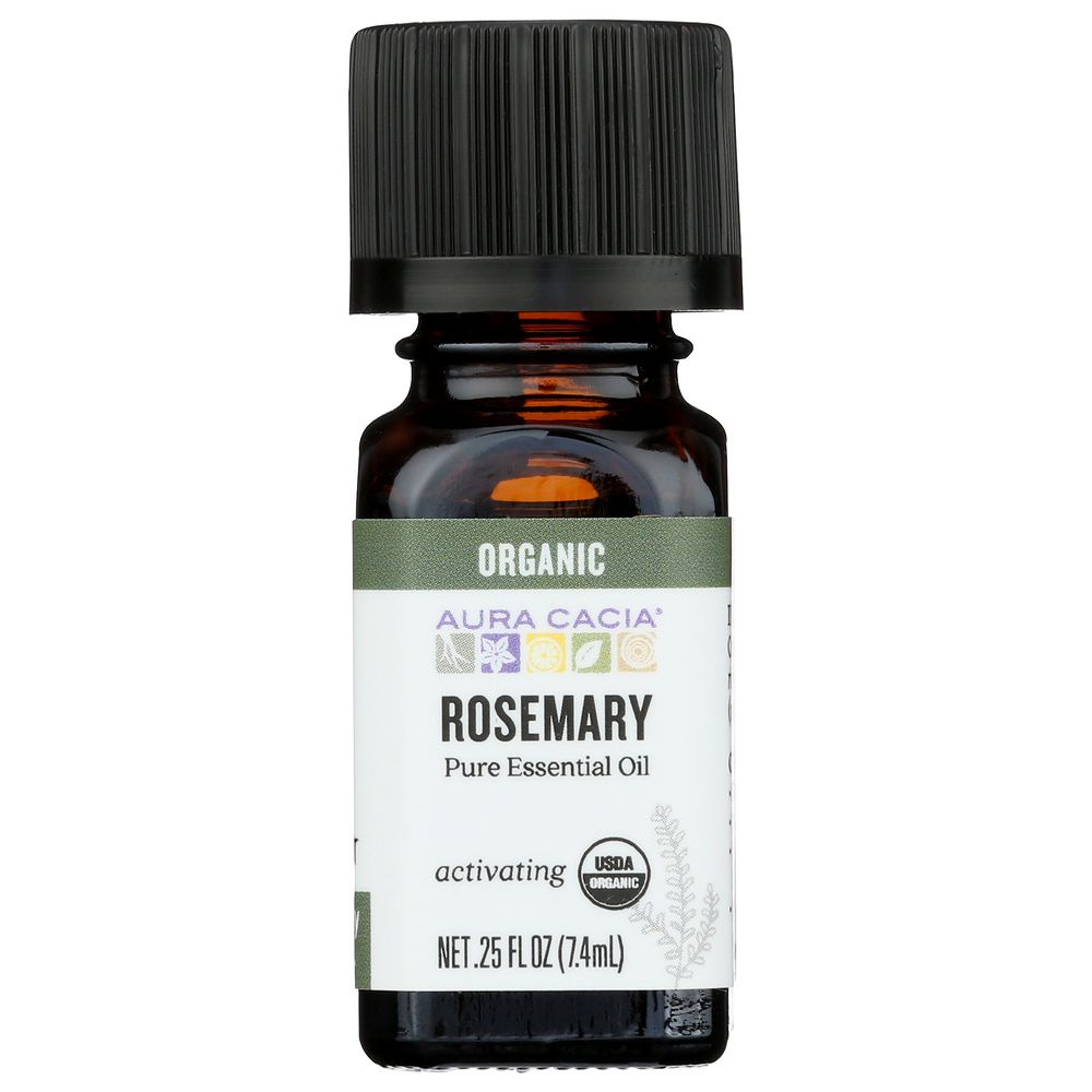 AURA CACIA: Organic Rosemary Essential Oil, 0.25 oz