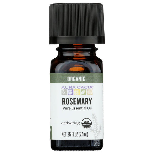 AURA CACIA: Organic Rosemary Essential Oil, 0.25 oz