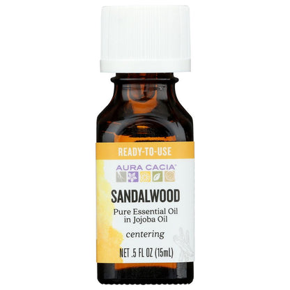 AURA CACIA: Sandalwood in Jojoba Oil, 0.5 oz