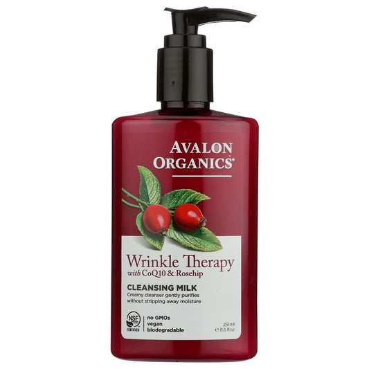 AVALON ORGANICS: Wrinkle Therapy Cleansing Milk with CoQ10 & Rosehip, 8.5 oz