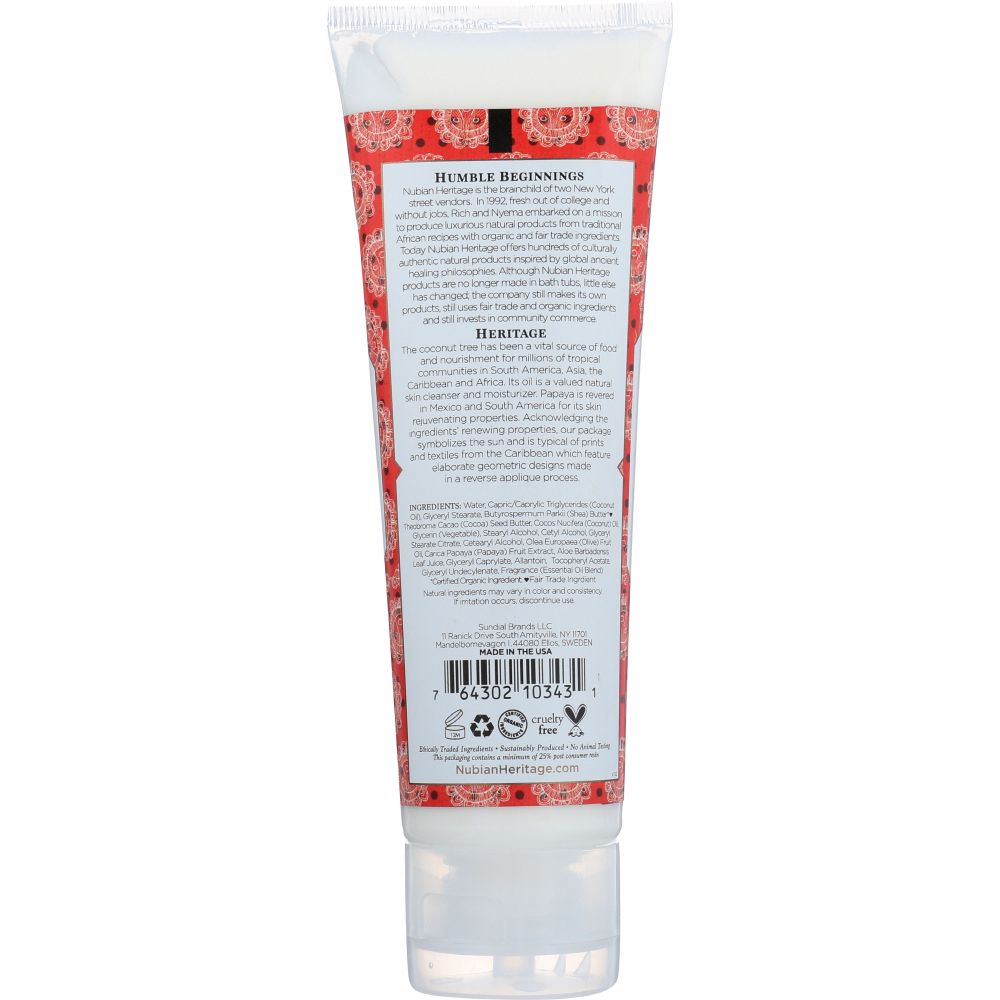 NUBIAN HERITAGE: Hand Cream Coconut Papaya, 4 oz