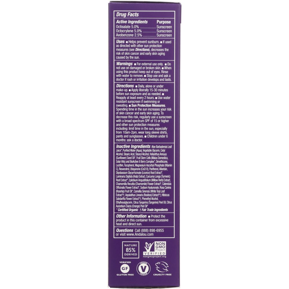 ANDALOU NATURALS: Ultra Sheer Daily Defense Facial Lotion with SPF 18 Age Defying, 2.7 Oz