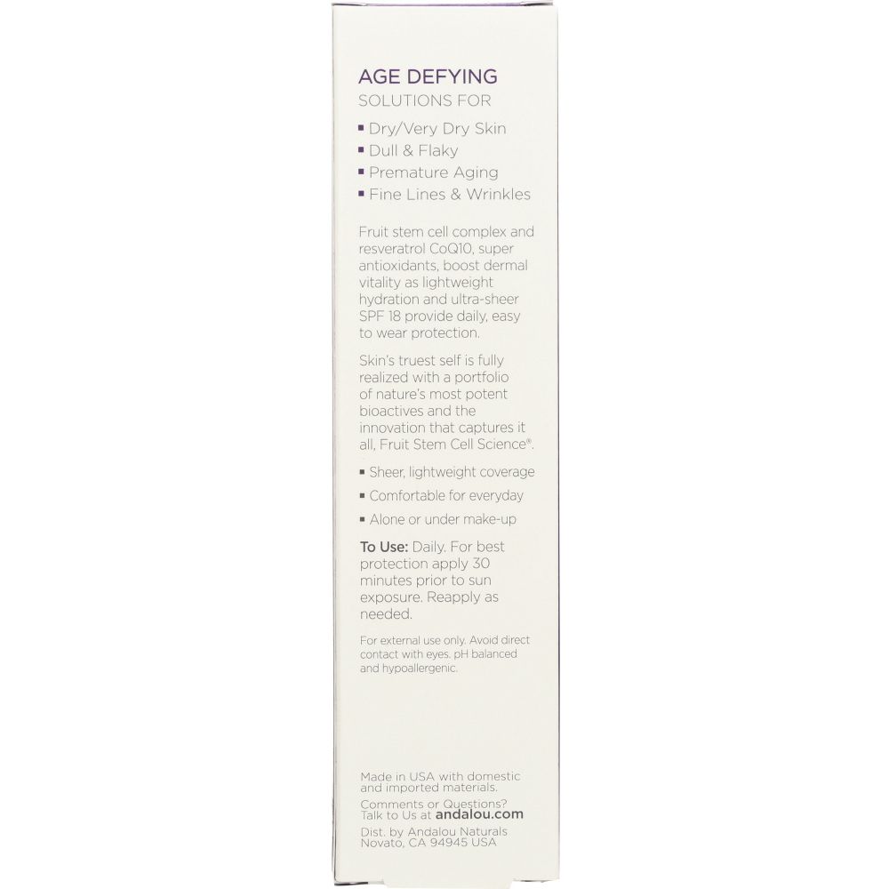 ANDALOU NATURALS: Ultra Sheer Daily Defense Facial Lotion with SPF 18 Age Defying, 2.7 Oz