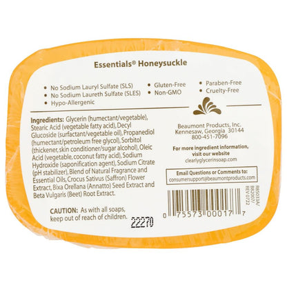 CLEARLY NATURAL: Glycerine Bar Soap Honeysuckle, 4 oz