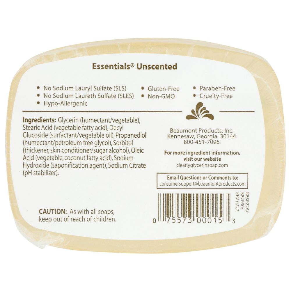 CLEARLY NATURAL: Glycerine Bar Soap Unscented, 4 oz